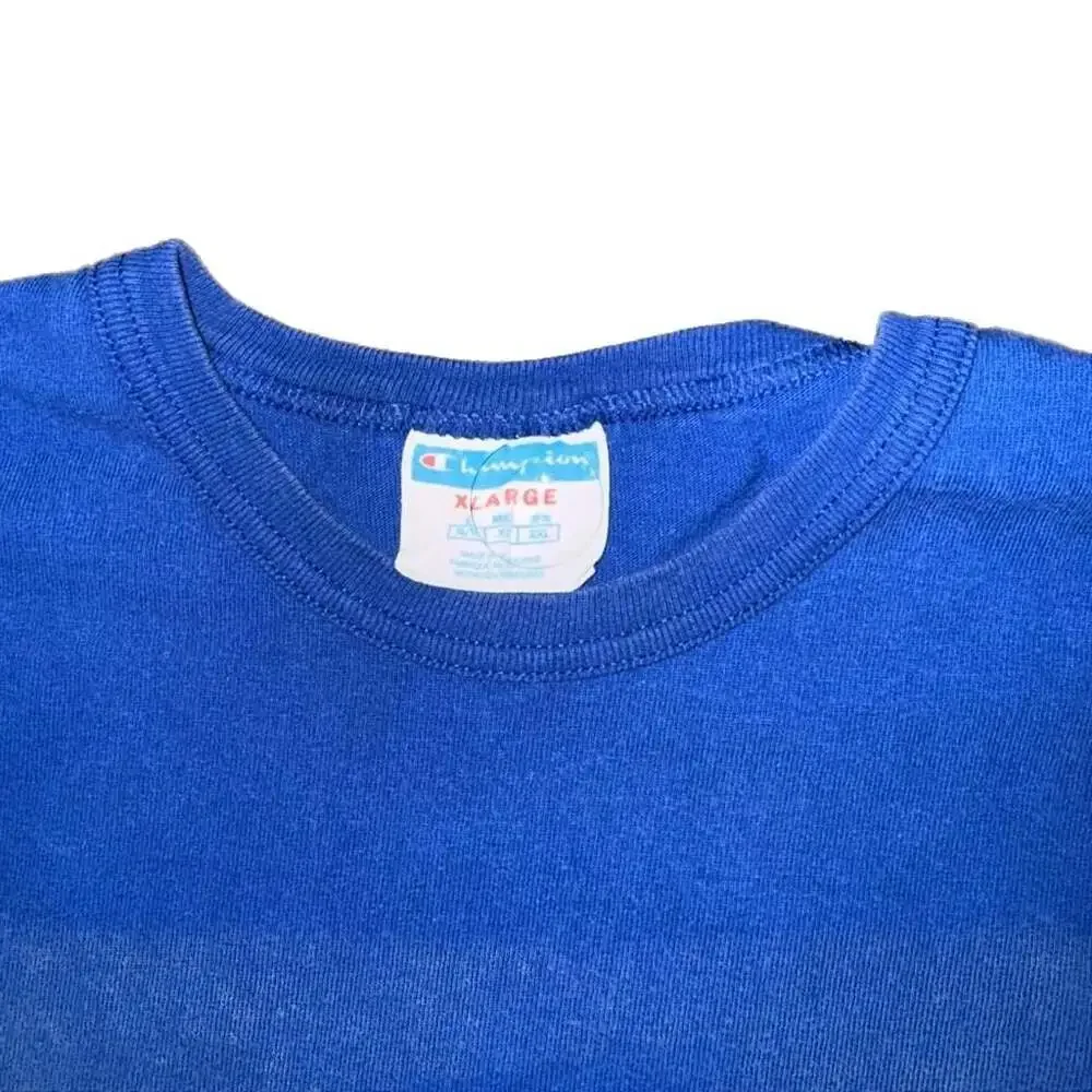 Champion Men's Blue Authentic Embroidered Logo Crew Neck T-Shirt Size 2XL - Picture 2 of 4
